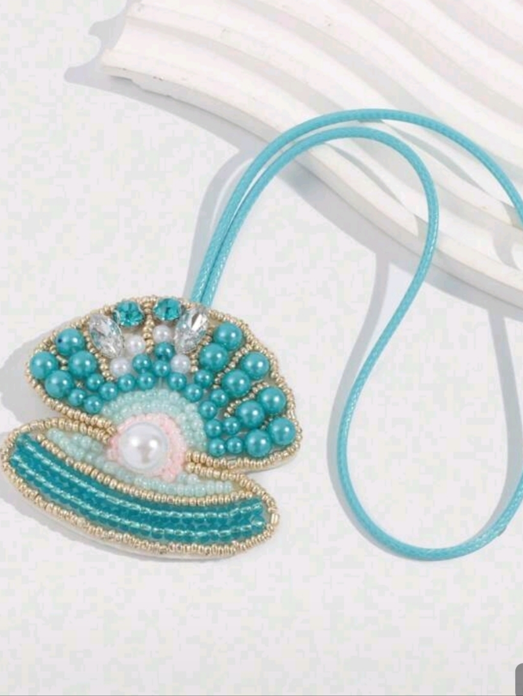 Beaded Turquoise Shell Bag Charm